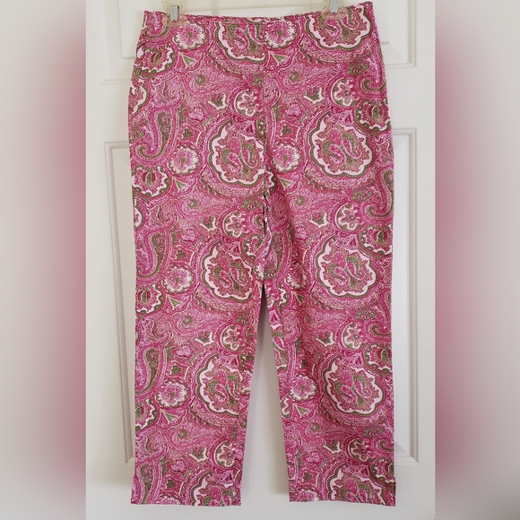Talbots Preppy Paisley Cropped Pants - Picture 2 of 8